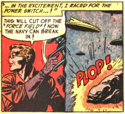 Yes, the sound of a 'force field' coming down is 'PLOP!'